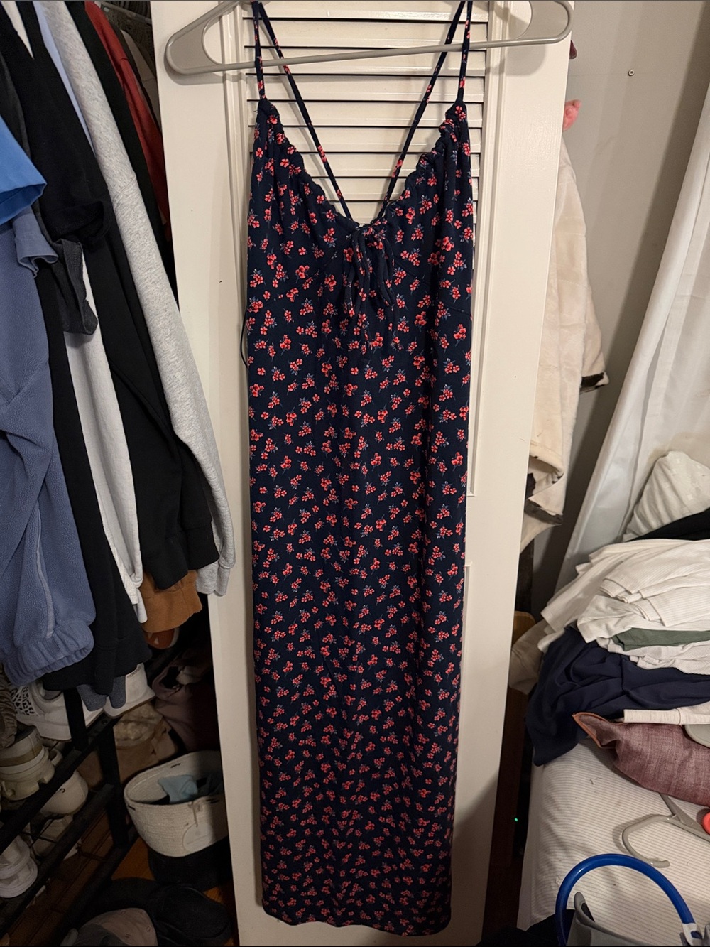 Z Supply Navy Maxi Slip Dress with Floral Print
